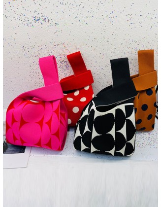 Contrast Color Polka-Dot Woven Handbag Bags Accessories