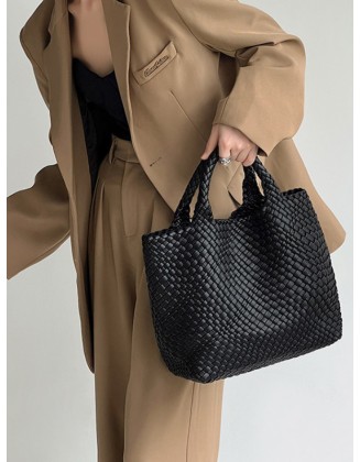 Solid Color Woven Tote Handbags Bags