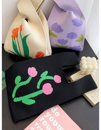 Floral Printed Woven Handbag Bags Accessories