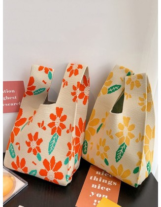 Floral Printed Woven Handbag Bags Accessories