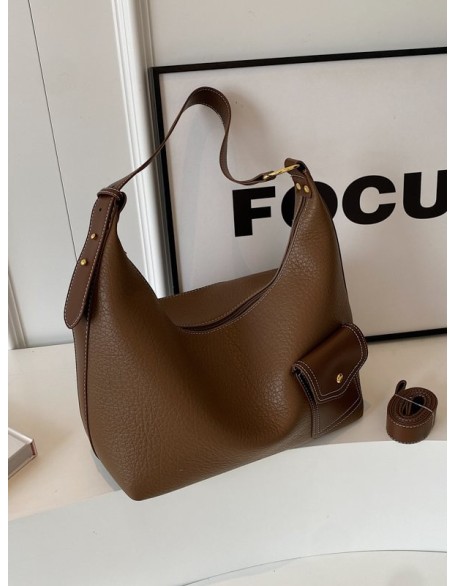 Buckle Pockets Solid Color Split-Joint Zipper Crossbody Bags