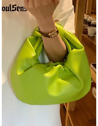 Bowknot Pleated Solid Color Handbags Accessories