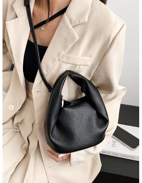 Adjustable Pleated Pockets Solid Color Crossbody Handbags