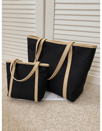 Casual Simple Solid Color Canvas Tote Bag