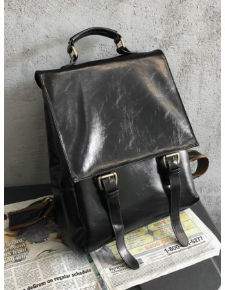 Simple Vintage Solid Color Backpack