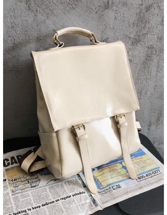 Simple Vintage Solid Color Backpack