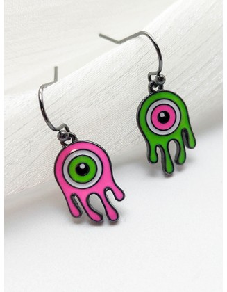 Asymmetrical Eye Contrast Color Donut Fashion Personality Earrings