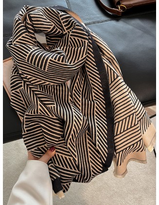 Fringed Keep Warm Striped Scarf