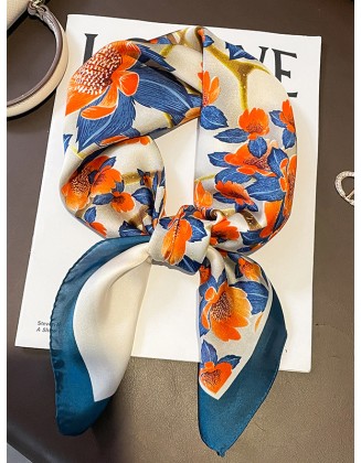 Floral Printed Contrast Color Shawl&Scarf