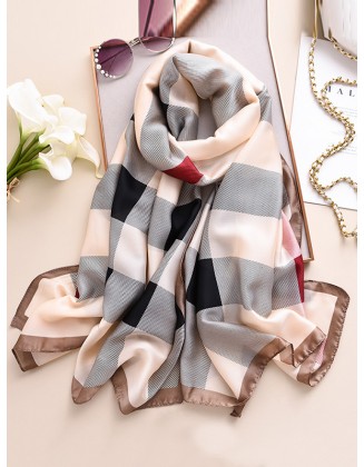 Chic Plaid Silk Imitation Shawl&Scarf