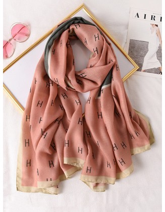 H Print Warm Sun-Proof Silk Scarf