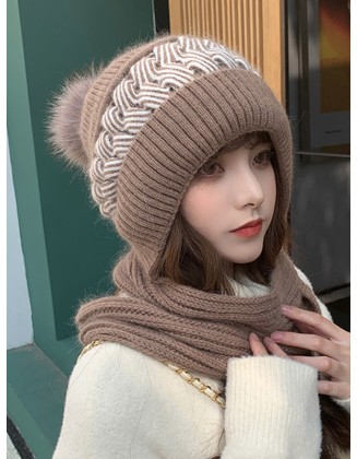 Casual Jacquard 7 Colors Scarf&Hat Set