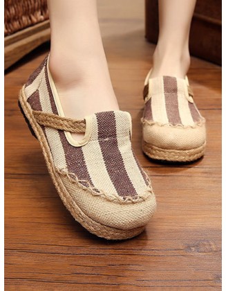 Striped Flat Shoes Casual Canvas Shoes