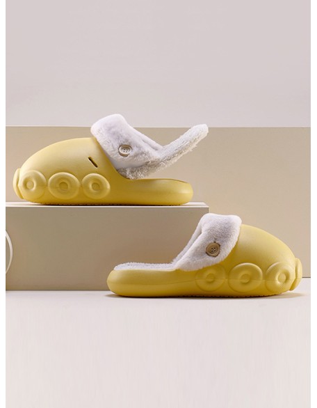 Warm Removable Washable Waterproof Thick-Soled Cotton Slippers