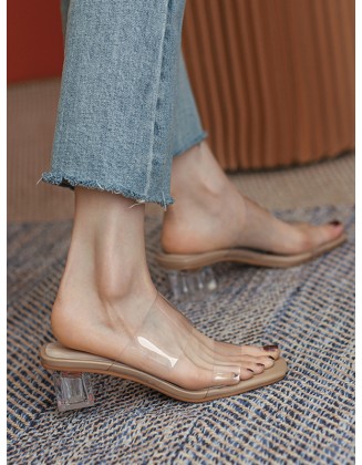 Open Toe Transparent Slippers Pumps