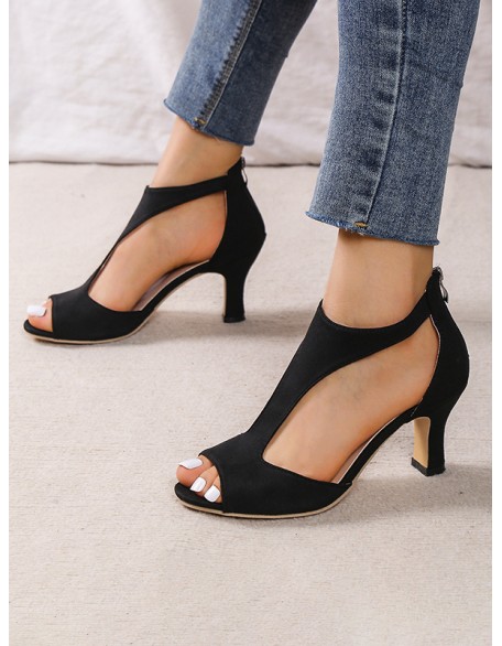 Peep Toe Zipper Pumps Sandals