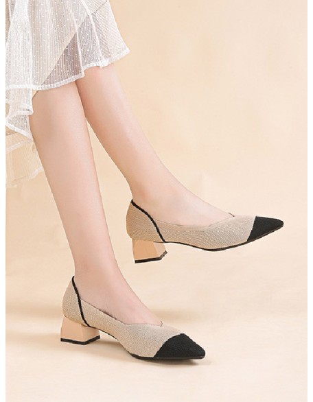 Contrast Color Pointed-Toe Shoes Pumps