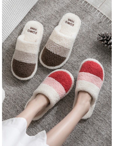 Indoor Non-Slip Keep Warm Striped Slippers