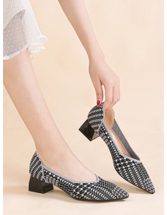 Houndstooth Pointed-Toe Shoes Pumps