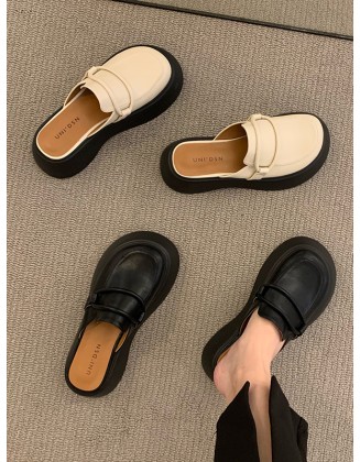 Round-Toe Slippers&Mules Platform Shoes Loafers