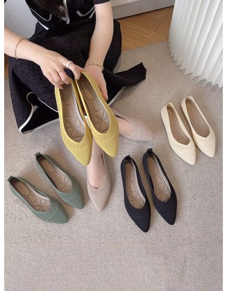 Breathable Hollow Solid Color Flat Shoes