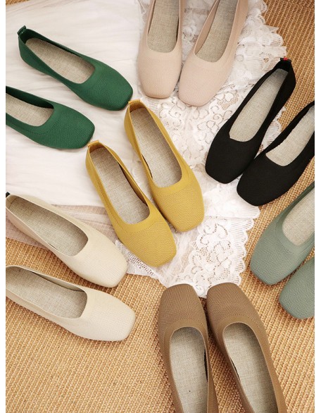 Breathable Solid Color Flat Shoes