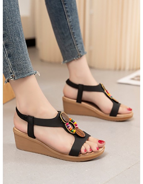 Elasticity Open Toe Peep Toe Wedges & Flatform Sandals