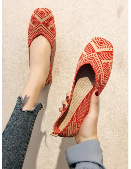 Breathable Contrast Color Flat Shoes