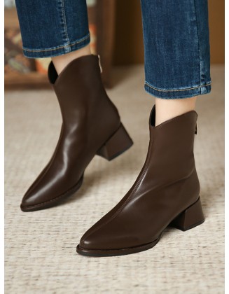 Pointed-Toe Split-Joint Zipper Chelsea Boots Boots