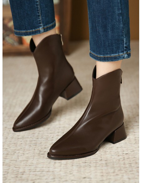 Pointed-Toe Split-Joint Zipper Chelsea Boots Boots