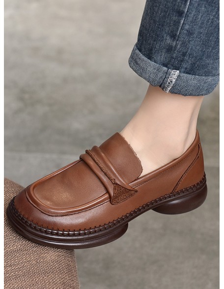 Round-Toe Solid Color Square-Toe Shoes