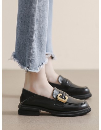 Round-Toe Split-Joint Platform Shoes Loafers