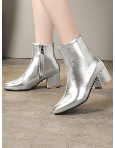 Pointed-Toe Ripped Split-Joint Pumps Chelsea Boots