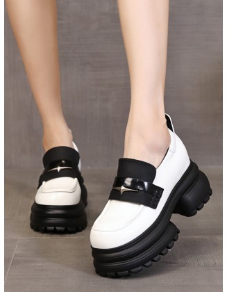 Round-Toe Split-Joint Platform Shoes