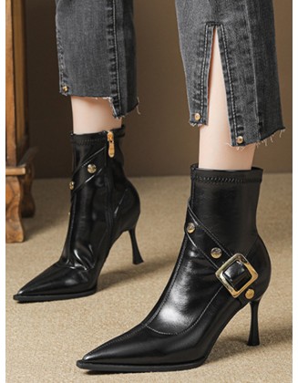 Pointed-Toe Split-Joint Pumps Boots