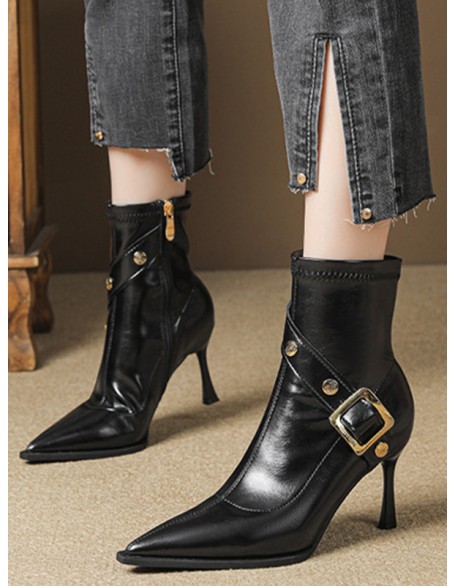 Pointed-Toe Split-Joint Pumps Boots