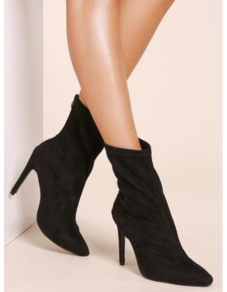 Pointed-Toe Solid Color Split-Joint Pumps Boots