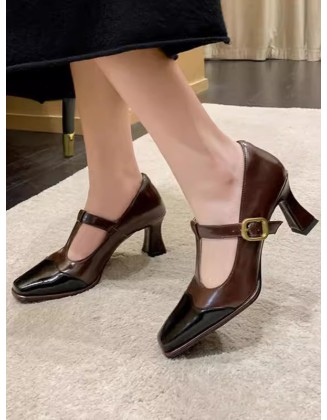 Hollow Split-Joint Square-Toe Pumps