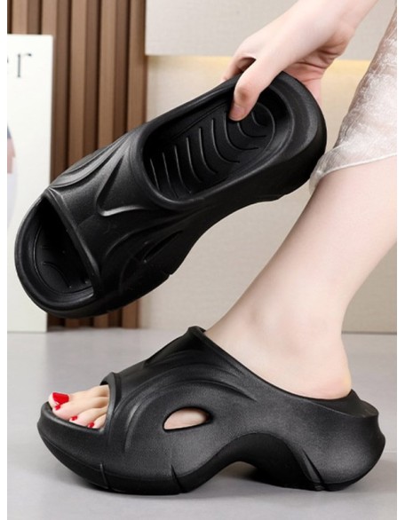 Hollow Solid Color Slippers Platform Shoes