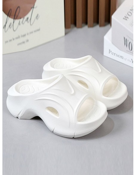 Hollow Solid Color Slippers Platform Shoes