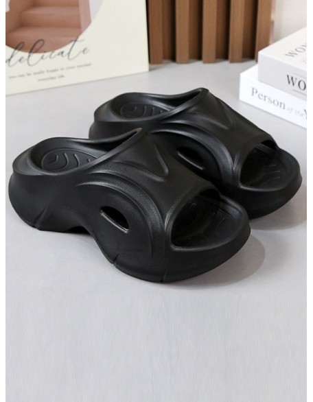 Hollow Solid Color Slippers Platform Shoes