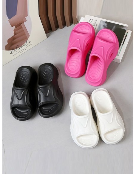 Hollow Solid Color Slippers Platform Shoes