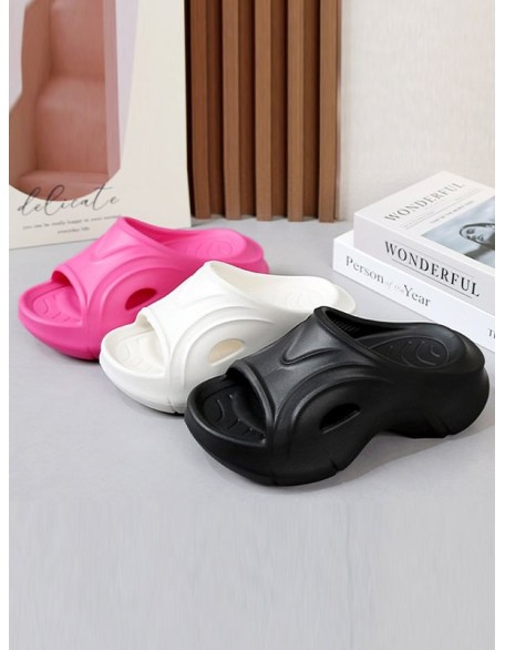 Hollow Solid Color Slippers Platform Shoes