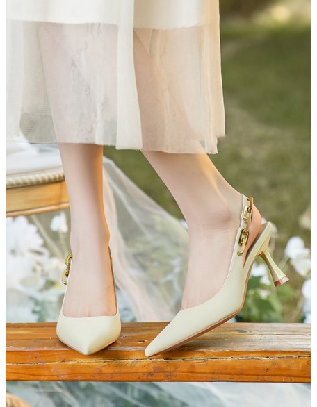 Chains Pointed-Toe Split-Joint Sling Shoes Sandals