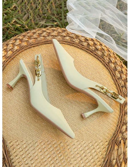 Chains Pointed-Toe Split-Joint Sling Shoes Sandals