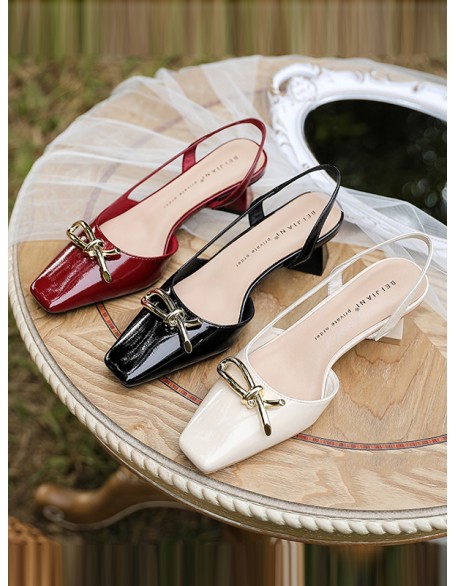 Split-Joint Square-Toe Sling Shoes Sandals