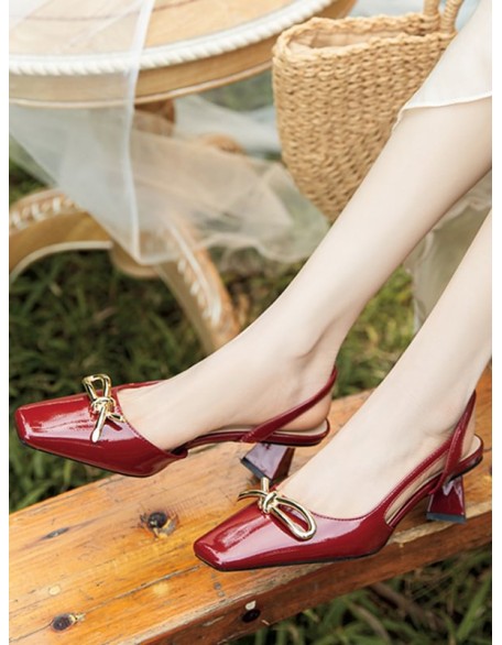 Split-Joint Square-Toe Sling Shoes Sandals