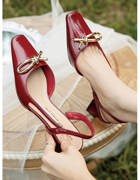 Split-Joint Square-Toe Sling Shoes Sandals