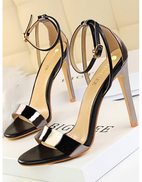 Belt Buckle Open Toe Shiny Split-Joint Sandals Pumps Sandals