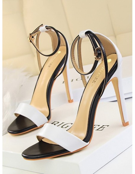 Belt Buckle Open Toe Shiny Split-Joint Sandals Pumps Sandals